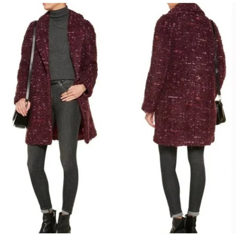 Elizabeth and James Bebe Boucle Jacket Maroon